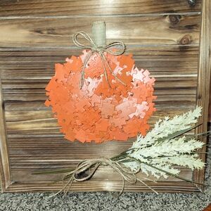 Orange Puzzle Piece Pumpkin Wall Art